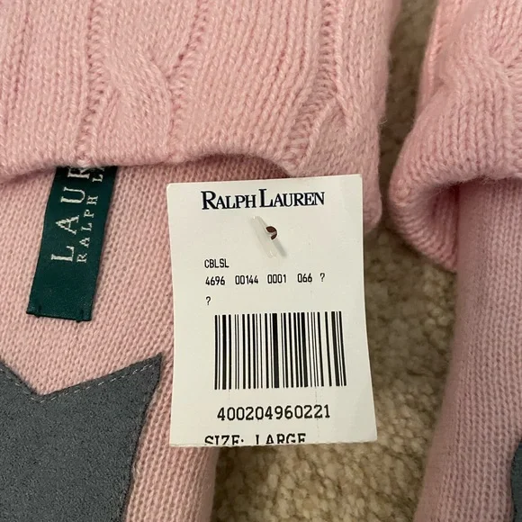 NWT Lauren by Ralph Lauren Pink Cableknit Slippers - Picture 2 of 3